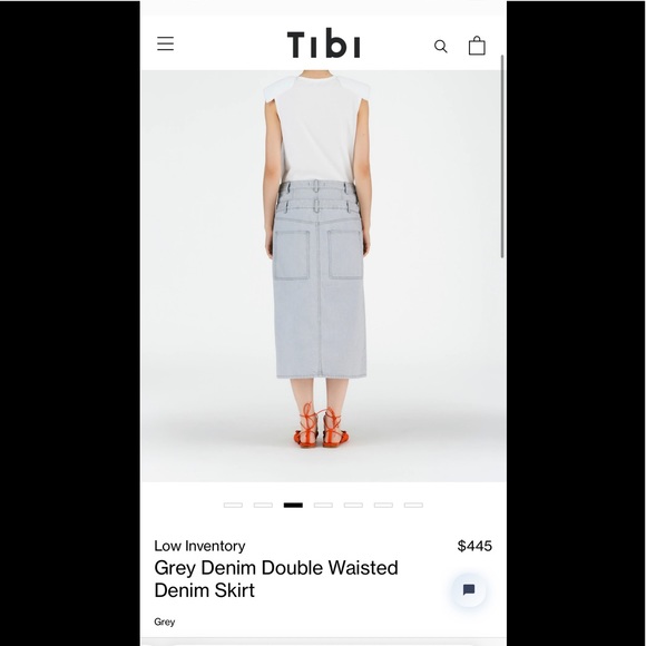 2022 spring Tibi Grey Denim Double Waisted Denim Skirt - Picture 2 of 7